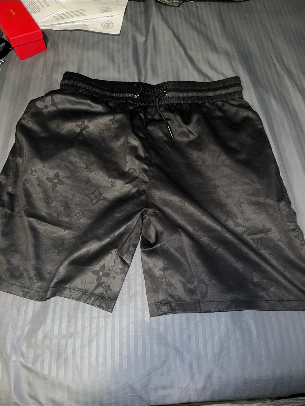 Louis Vuitton trunks Black Monogram Men's Shorts with Drawstring Waist